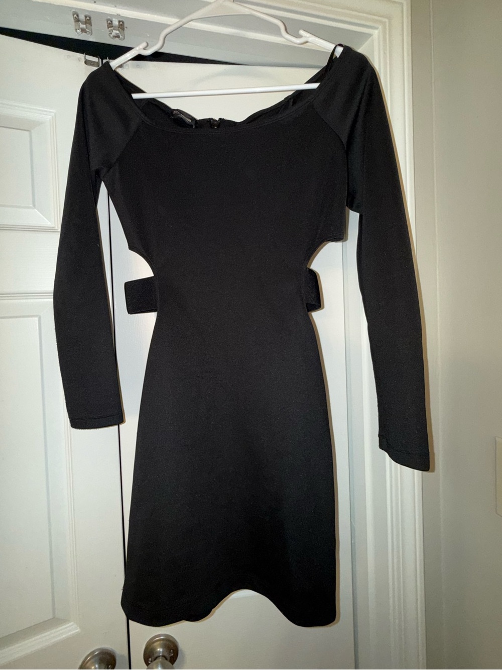 Bebe Black Polyester Long-Sleeve Cutout Bodycon Dress - Women